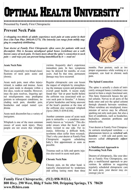 Prevent Neck Pain article